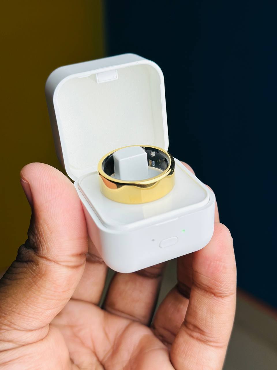 Smart Finger Ring for Fitness Tracking – With Charging Case – (Ring Size -9) – Golden2 Smart Finger Ring for Fitness Tracking – With Charging Case – (Ring Size 9) - Image 1