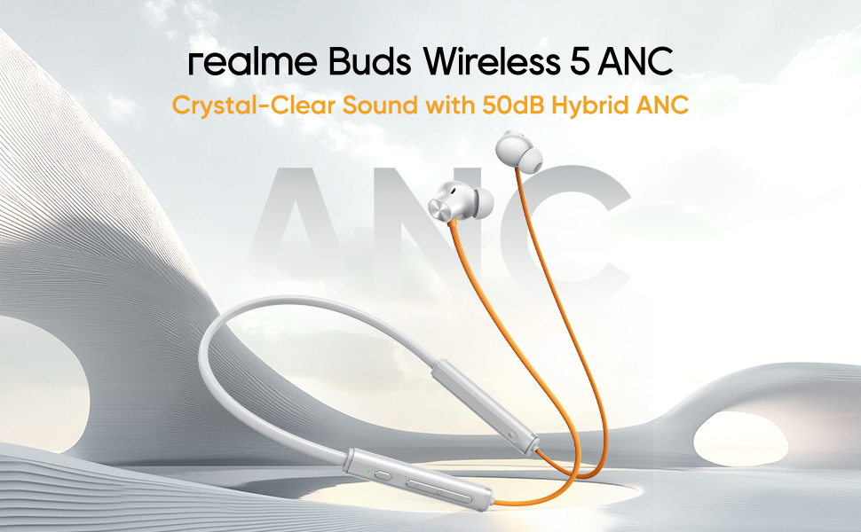 realme buds wireless 5 anc neckband earphone5 Realme Buds Wireless 5 ANC Neckband Earphone - Image 1